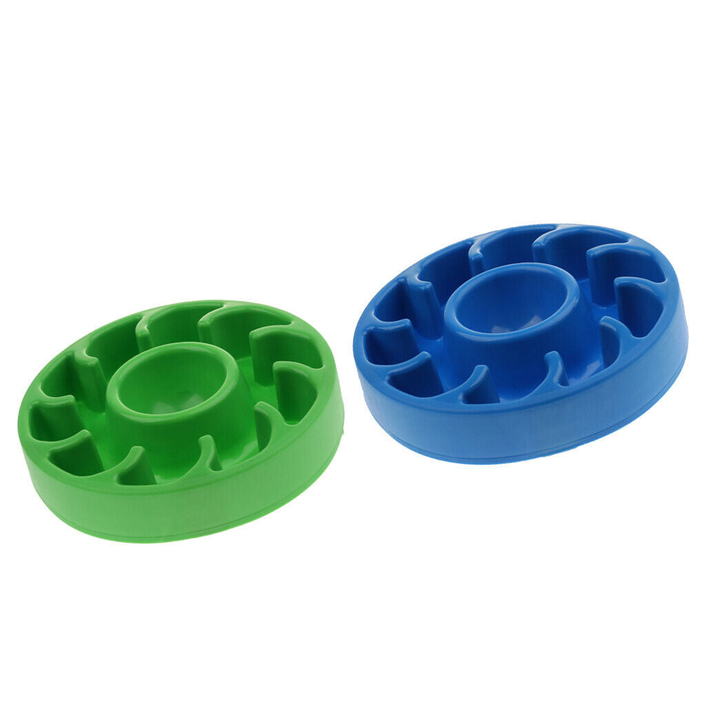 Pet Dog & Cat Slow Eating Food Bowl Anti Gulping Feeder Healthy Bowl Green