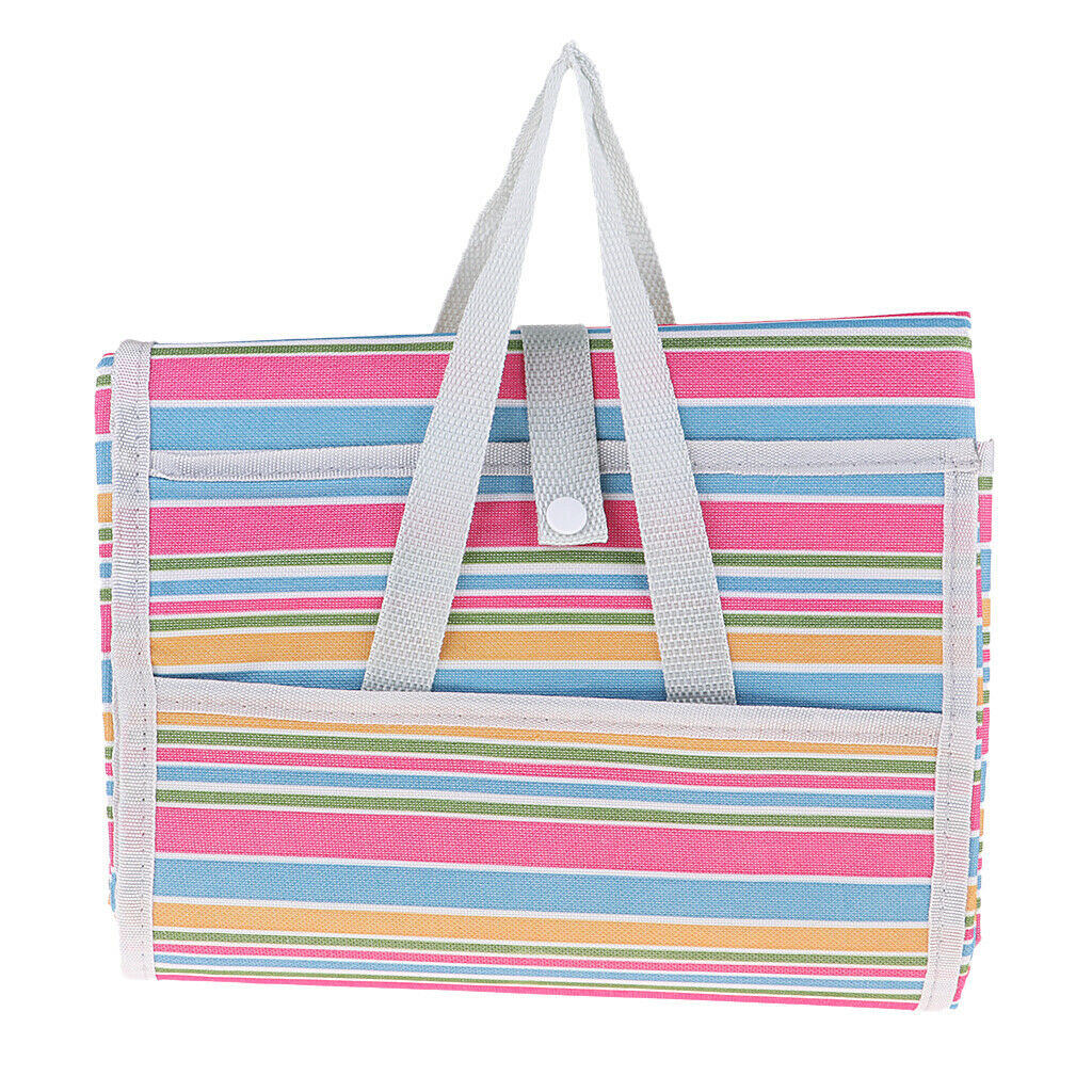 Outdoor Oxford Picnic Beach Camping Moisture-Proof Mat Bag Pink Stripes