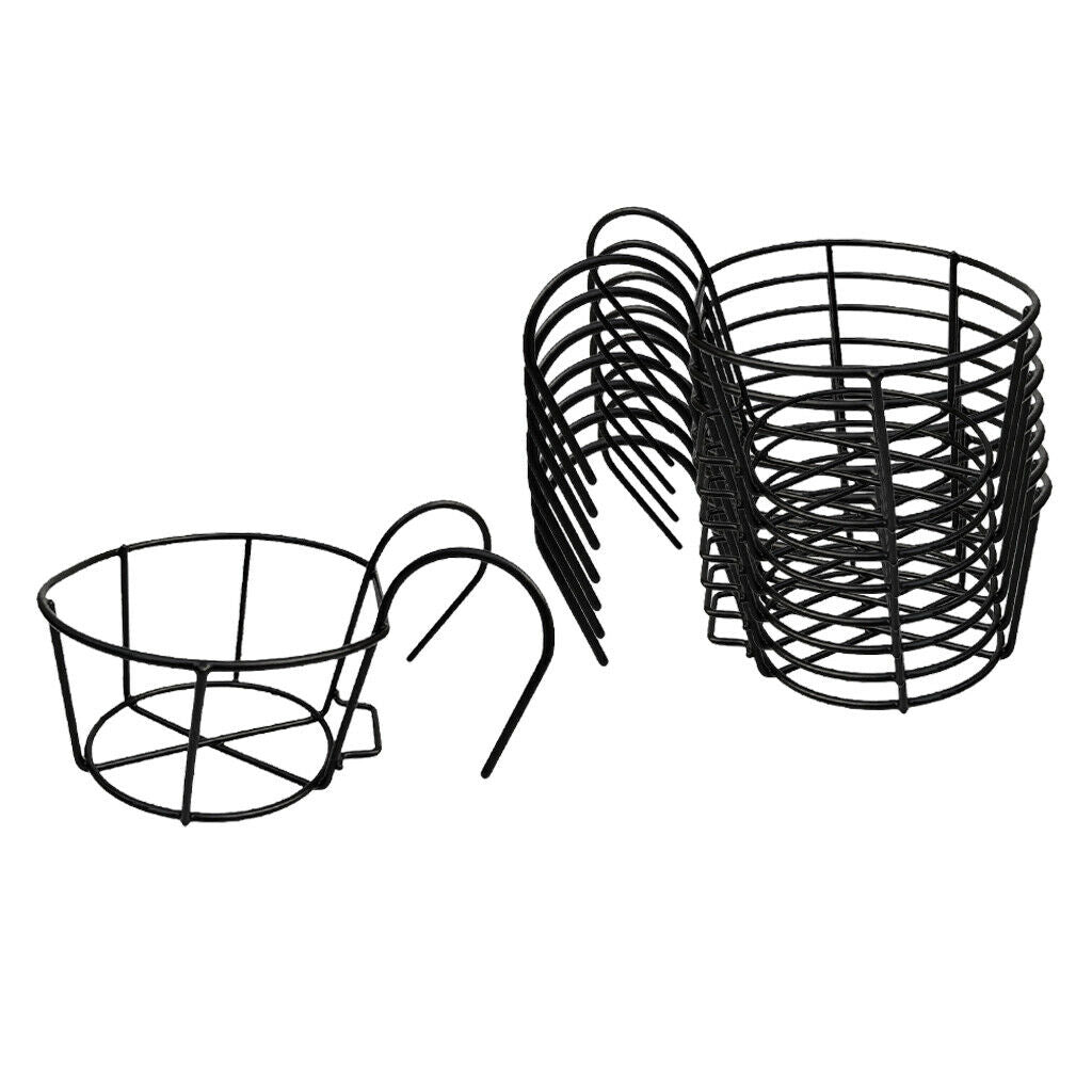 8pcs Metal Iron Hanging Planter Garden Balcony Flower Pot Basket Holder Decor