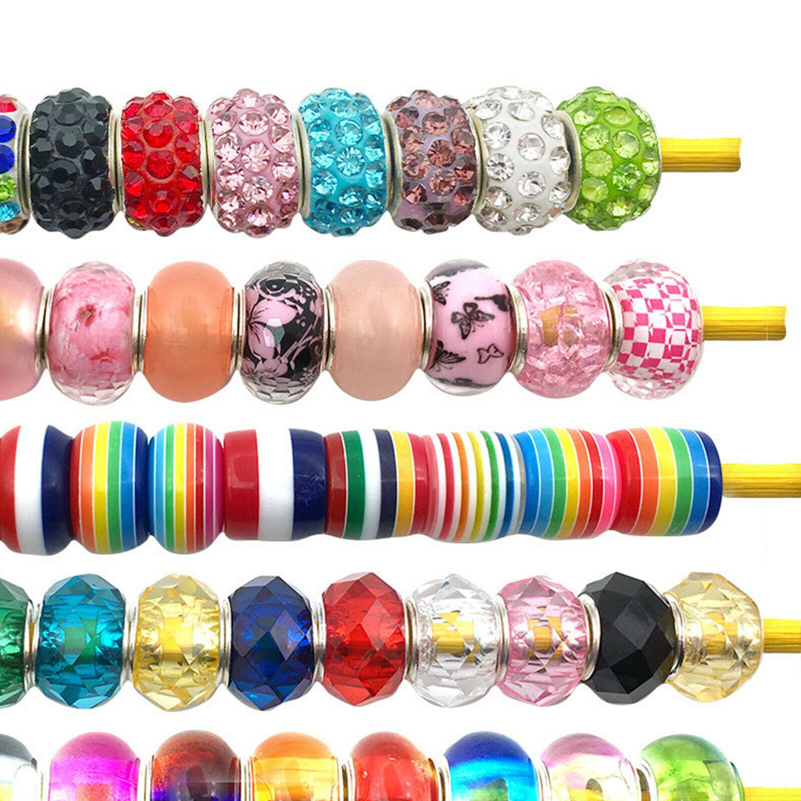 60 PCS DIY Beads Kids Craft Jewellery Making String Bead Round DIY Necklace