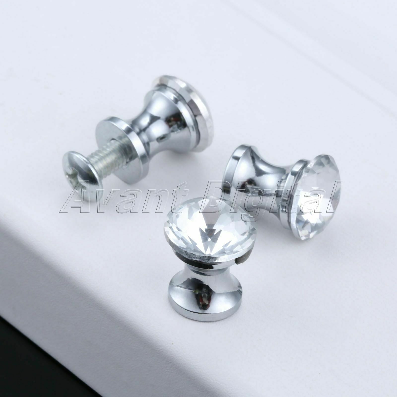 5Pcs Clear Diamond Shape Drawer Cabinet Crystal Glass Handles Door Pull Knobs