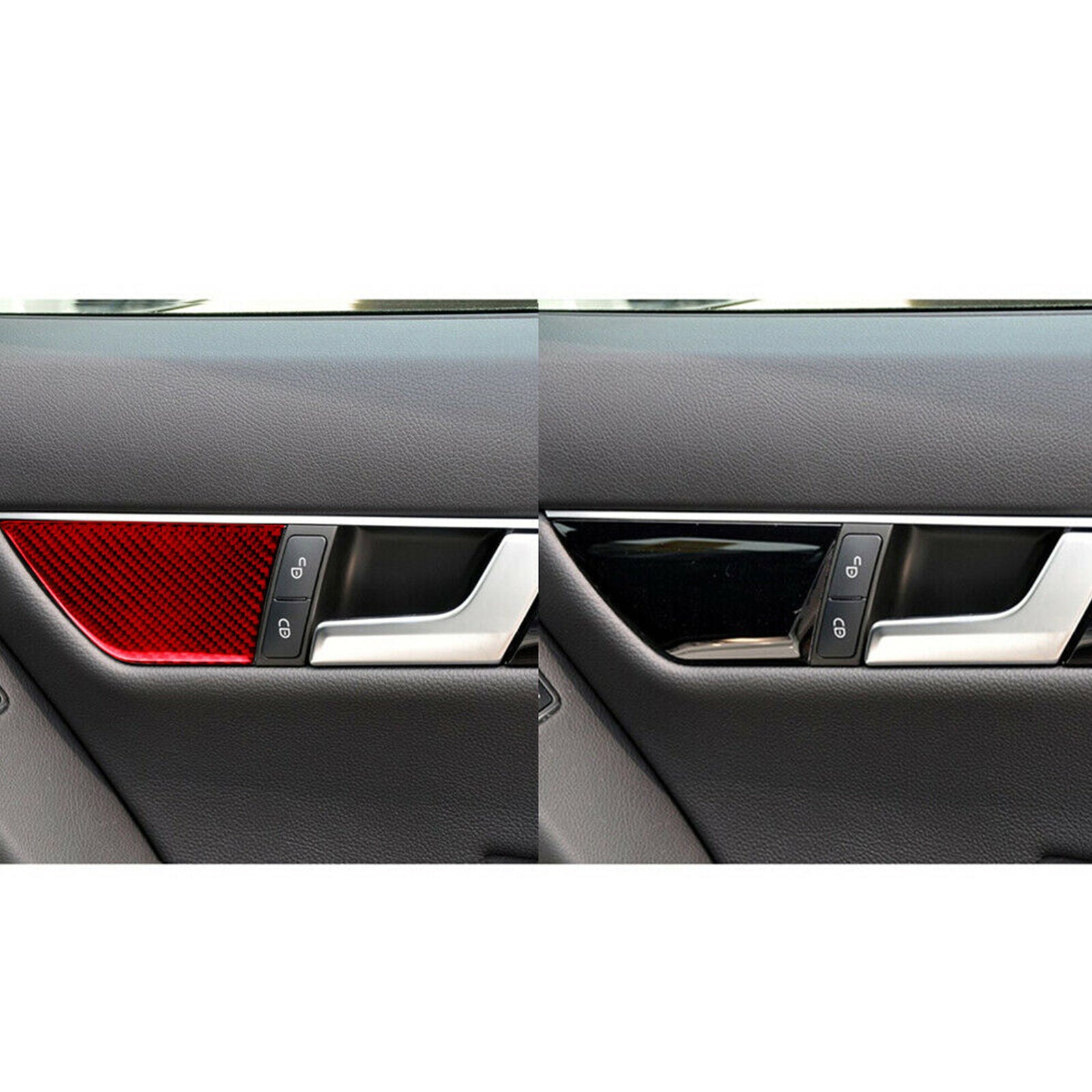 Red Carbon Fiber Seat Console Button Cover Trim For Mercedes-Benz W204 Type C
