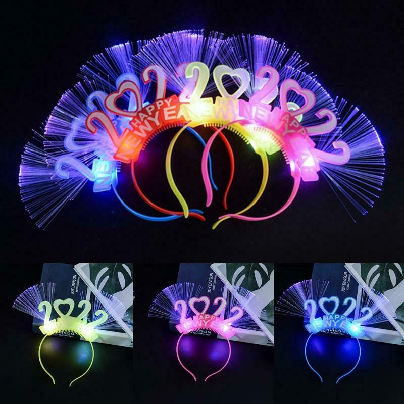 Glowing Happy New Year Headband 2022 Luminous Headband Decoration Party Favors