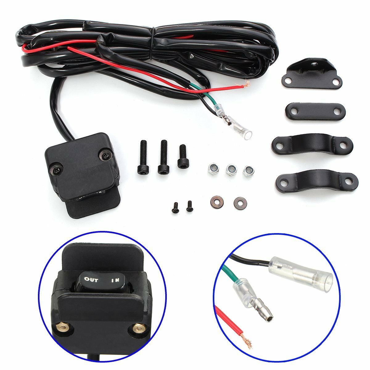 12V/24V Winch Rocker Switch ATV Handlebar Control Line Warn Accessories 3 Meters
