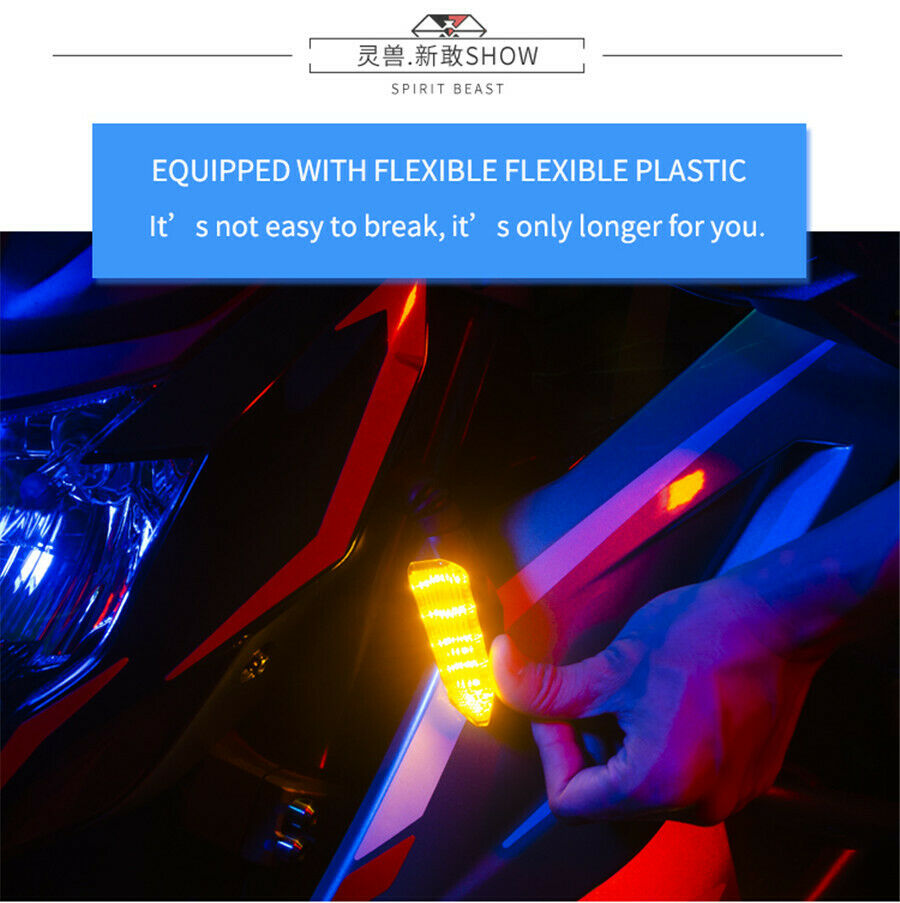 2X Universal Motorcycle LED Turn Signal Indicators Amber Light Black Acrylic 12V