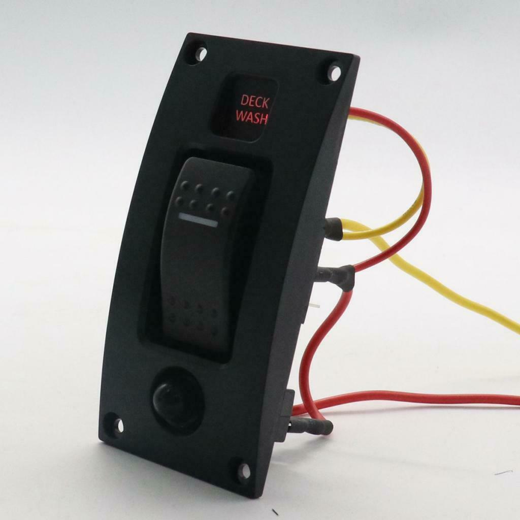 12/24V Boat Marine Deck Wash Control Panel Rocker Switch with Overload