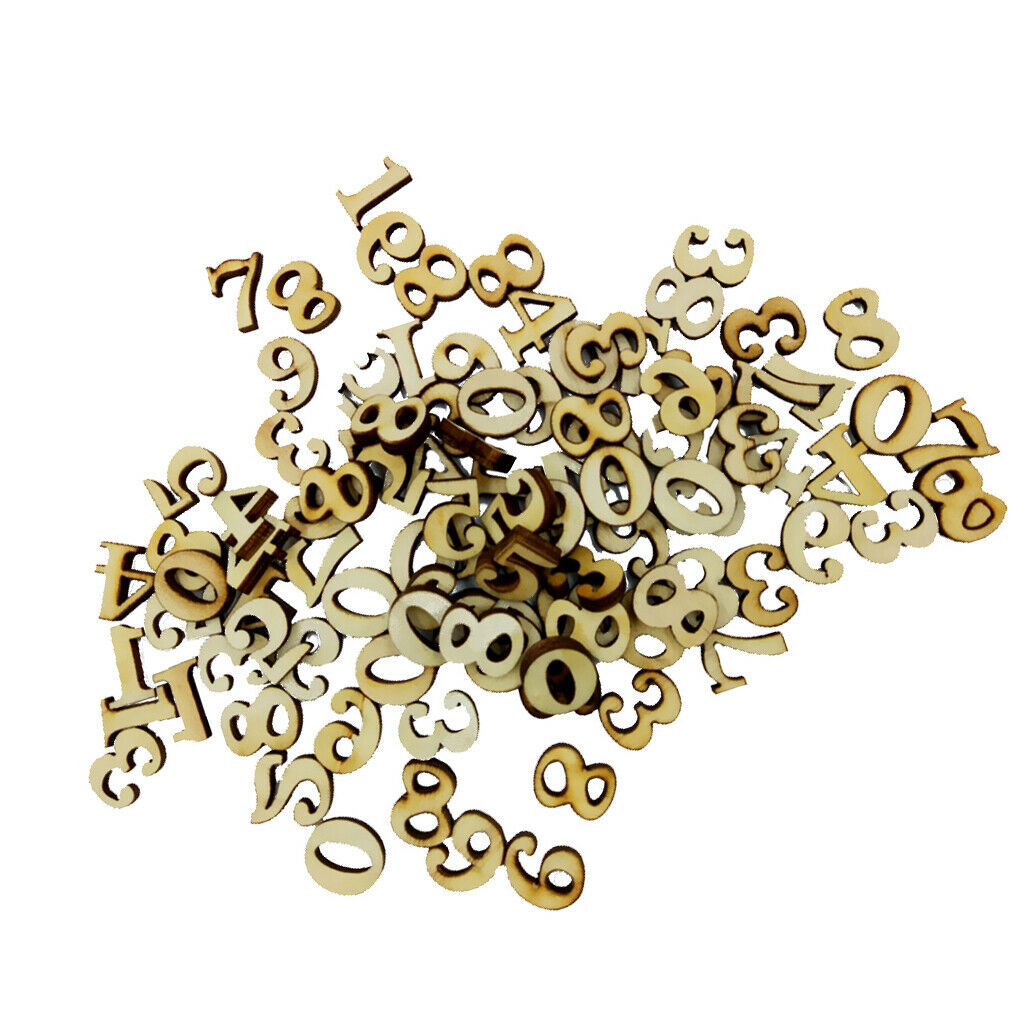 100x Unfinished Wood Arabic 0-9 Numbers Scrapbooking Embellishments