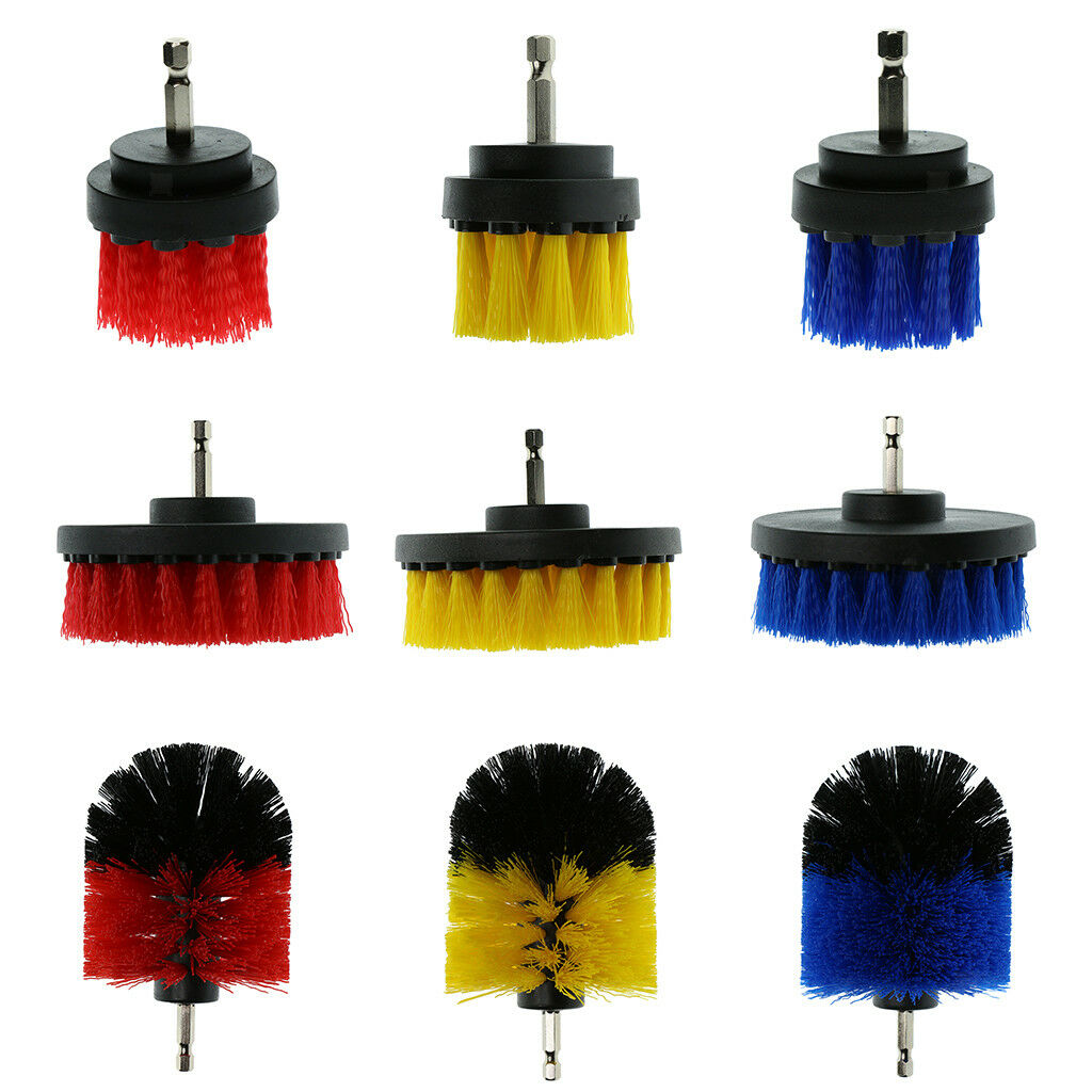 3pcs Tile Grout Power Scrubber Electric Drills Brush Rotary Tub Cleaner Red