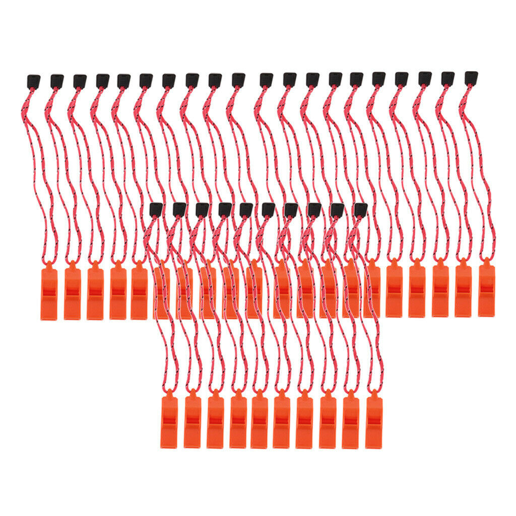 30 Pieces Outdoor Whistle with Lanyard for Safety Camping Signaling