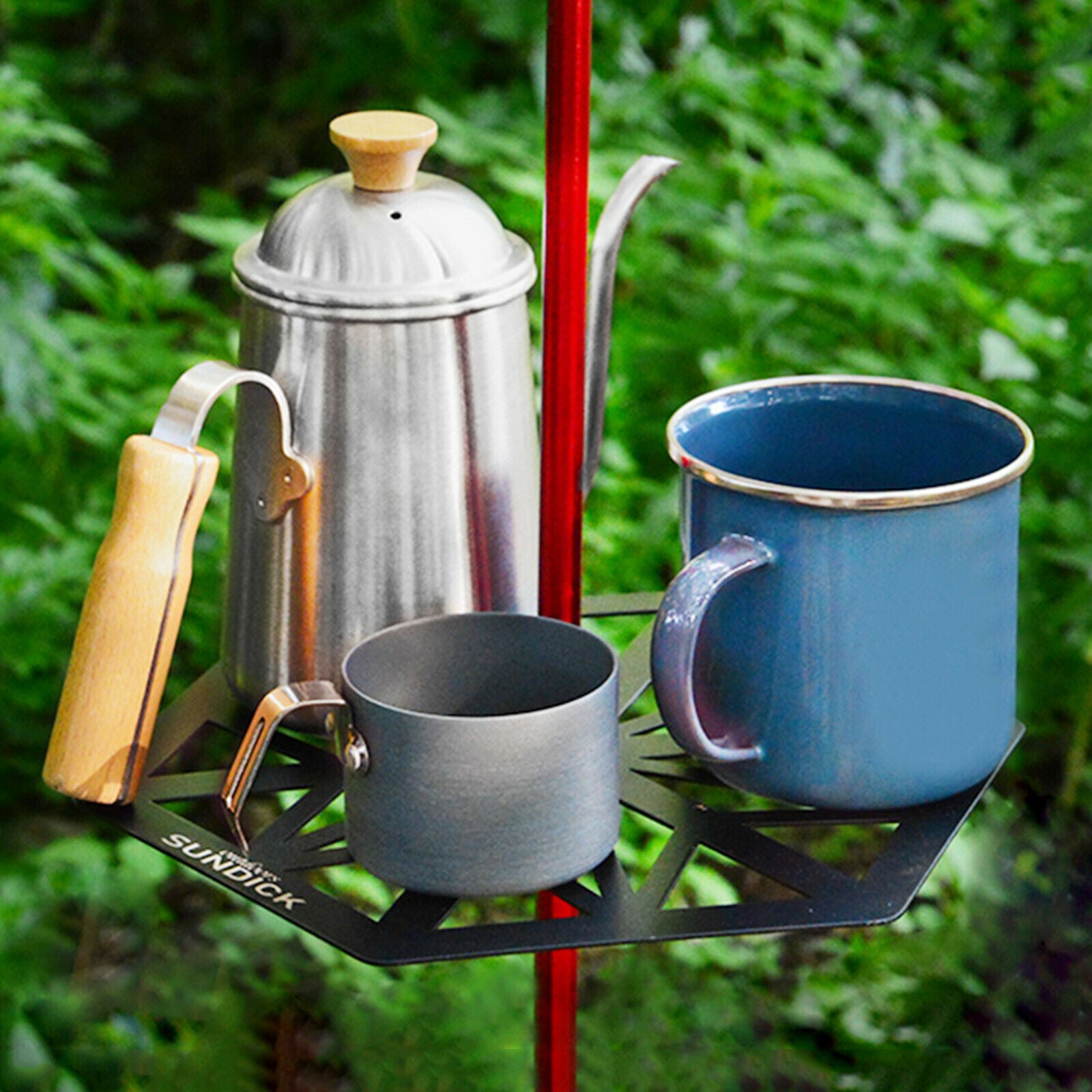 Outdoor Camping Lantern Stand Lamp Camping Light Pole Table Shelf Black