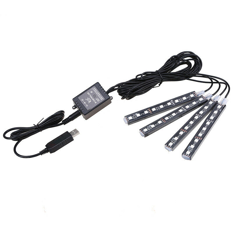 9LEDs Car Auto Interior Atmosphere Lamp Strip Light USB Charger Decorative  Lamp