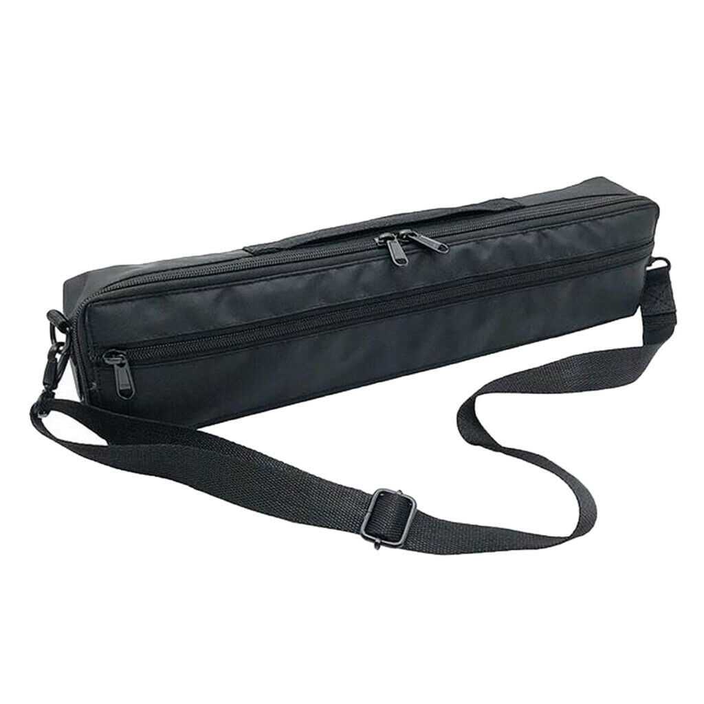 Portable Durable 17 Holes Flute Storage Bag Black Canvas w/ Shoulder Strap