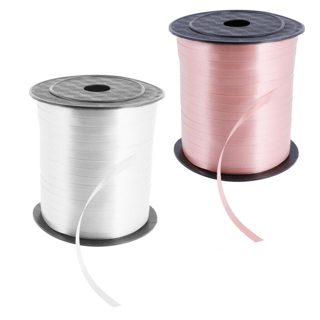 2 Rolls 225m White and Pink Balloon Curling Ribbons Helium Wedding Engagement