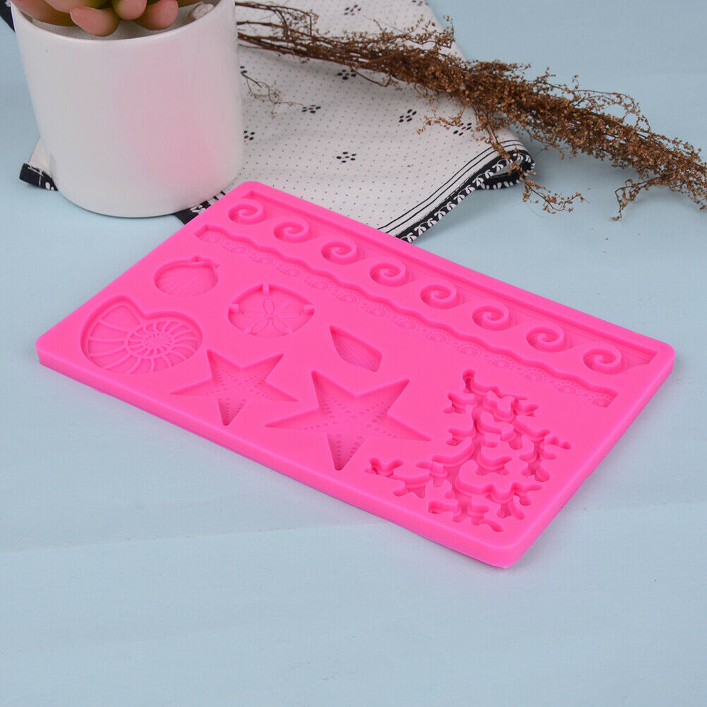 Sealife Shape Fondant Mold Silicone Shell Conch Wave Cake Mold DIY Paste DecorDD