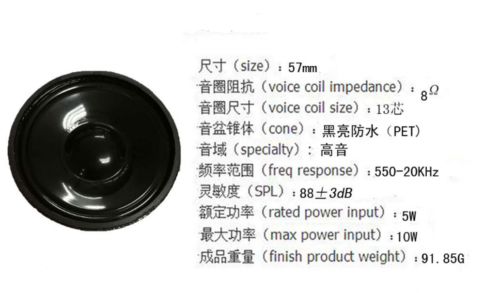 2pcs 57mm 8Ω 5W Car tweeter Speaker waterproof loudspeaker Round Car audio Parts