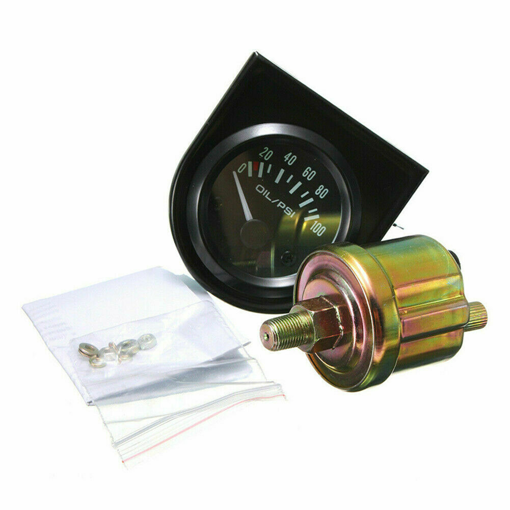 2'' 52mm LED Pointer 0~100 PSI Oil Pressure Gauge Fuel Press Meter with Sensor