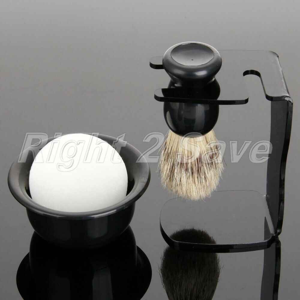 Men's Mix Badger Hair Shaving Brush+Stand Holder+ABS Bowl+Soap Set Facial Clean