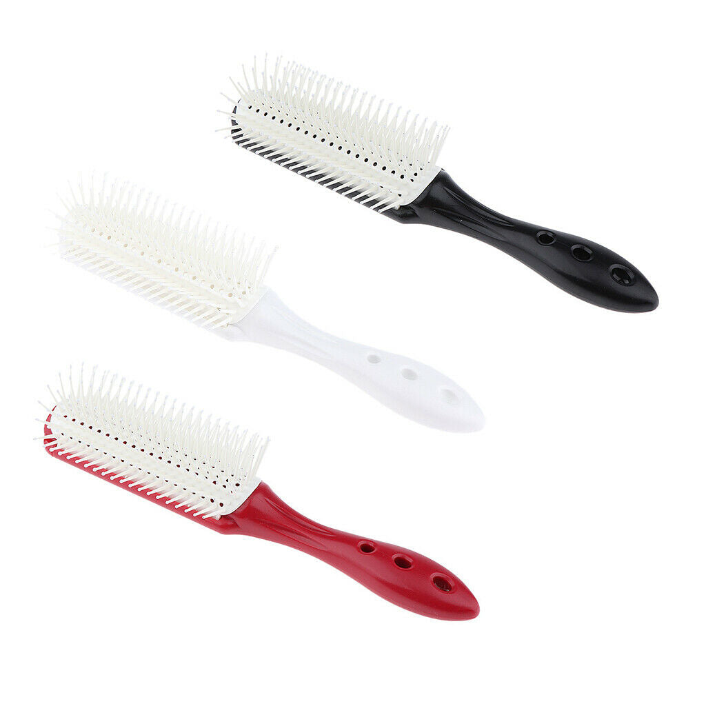 9 Row Vented Hairbrush Detangling Hair Styling Brush for Wet Dry Long Hair Black