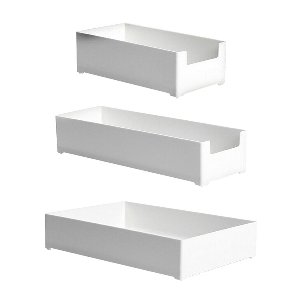 Set of 3 Plastic Desk Drawer Storage Tray White for Jewelries Eco-friendly