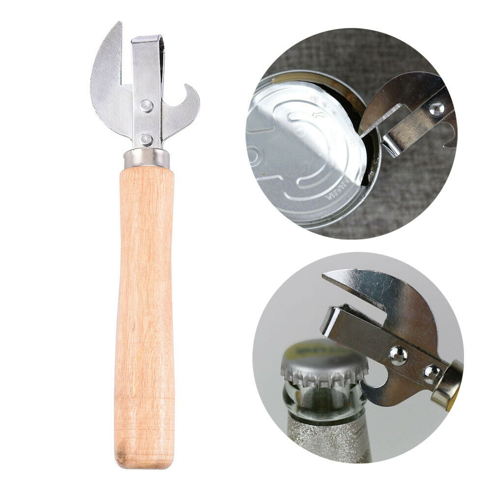 1X Stainless Steel Traditional Old Fashion Stab Can & Tin Opener & Corkscrew AU