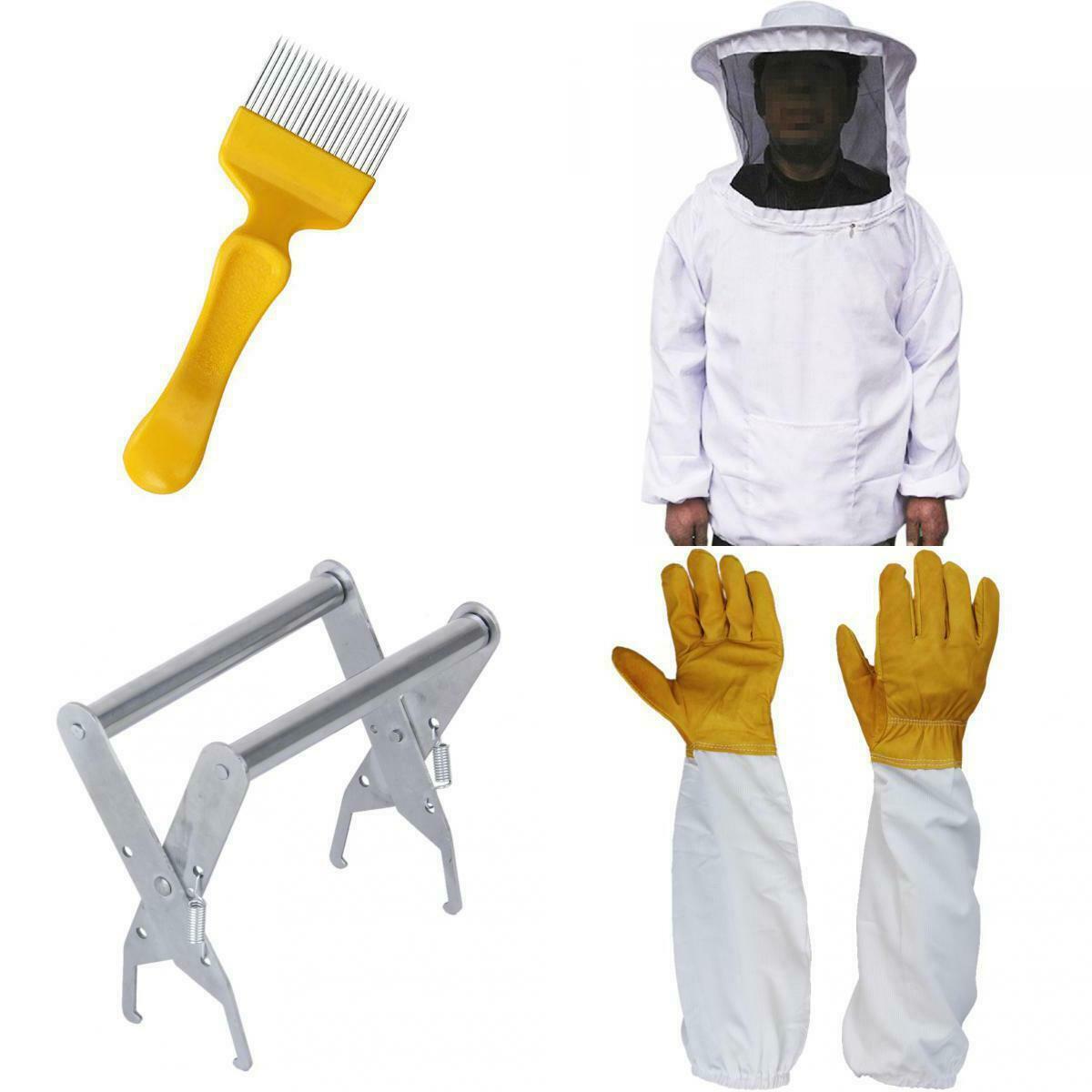 Beekeeping Equipment Smock Suit + Long Gloves + Hive Frame Holder Lifter + Fork