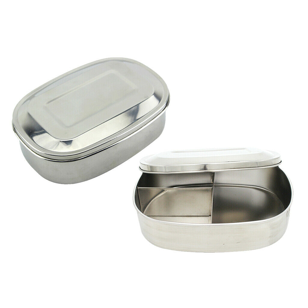 2pcs Stainless Steel Lunch Box Lightweight Food Storage Case for Picnic