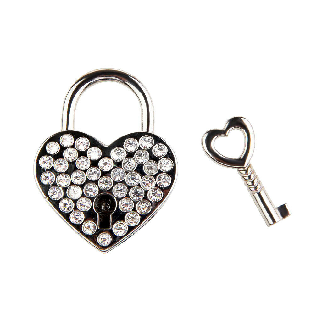 Mini Shining Heart Shape Lock Key Set for Drawers Suitcase Collectibles