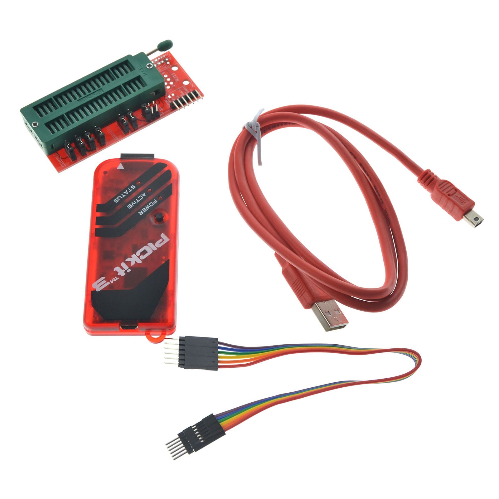 For PICKit3 Kit Programmer with USB cable, wires Pic Kit 3 and ICSP Socket