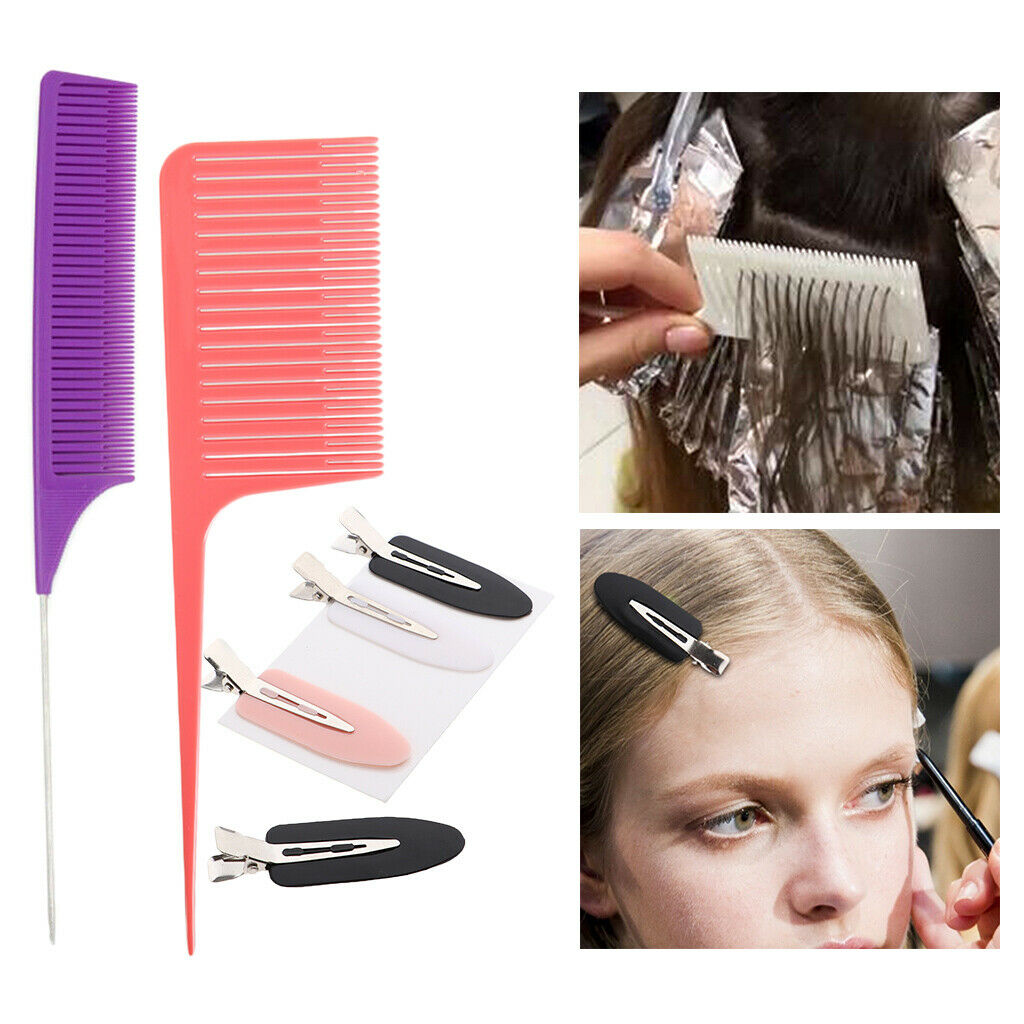 2Pcs Weave Highlighting Foiling Hair Comb Styling with Perming Hair Clips