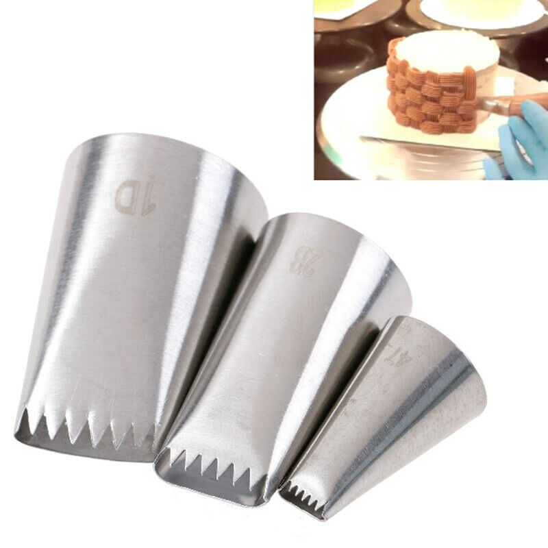 3pcs Basket Weave Tips Icing Piping Nozzle Tips Stainless Steel Tube NozzleCISJ