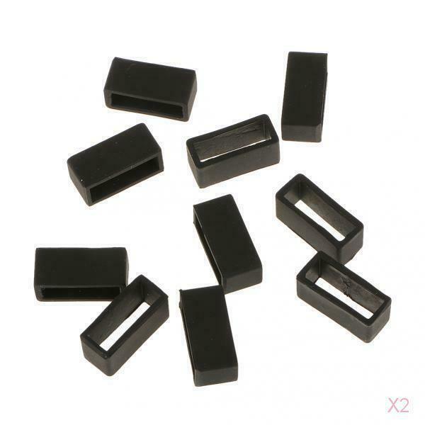 2x 10Pcs Black Rubber Replacement Keeper Loops Watch Band Strap End Holder 20mm