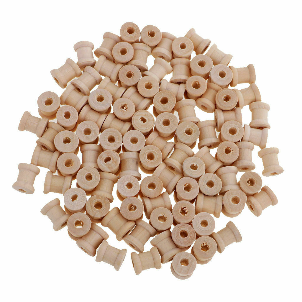 100 Pack Natural Color Wooden Empty Spools for Thread String Ribbons Wires