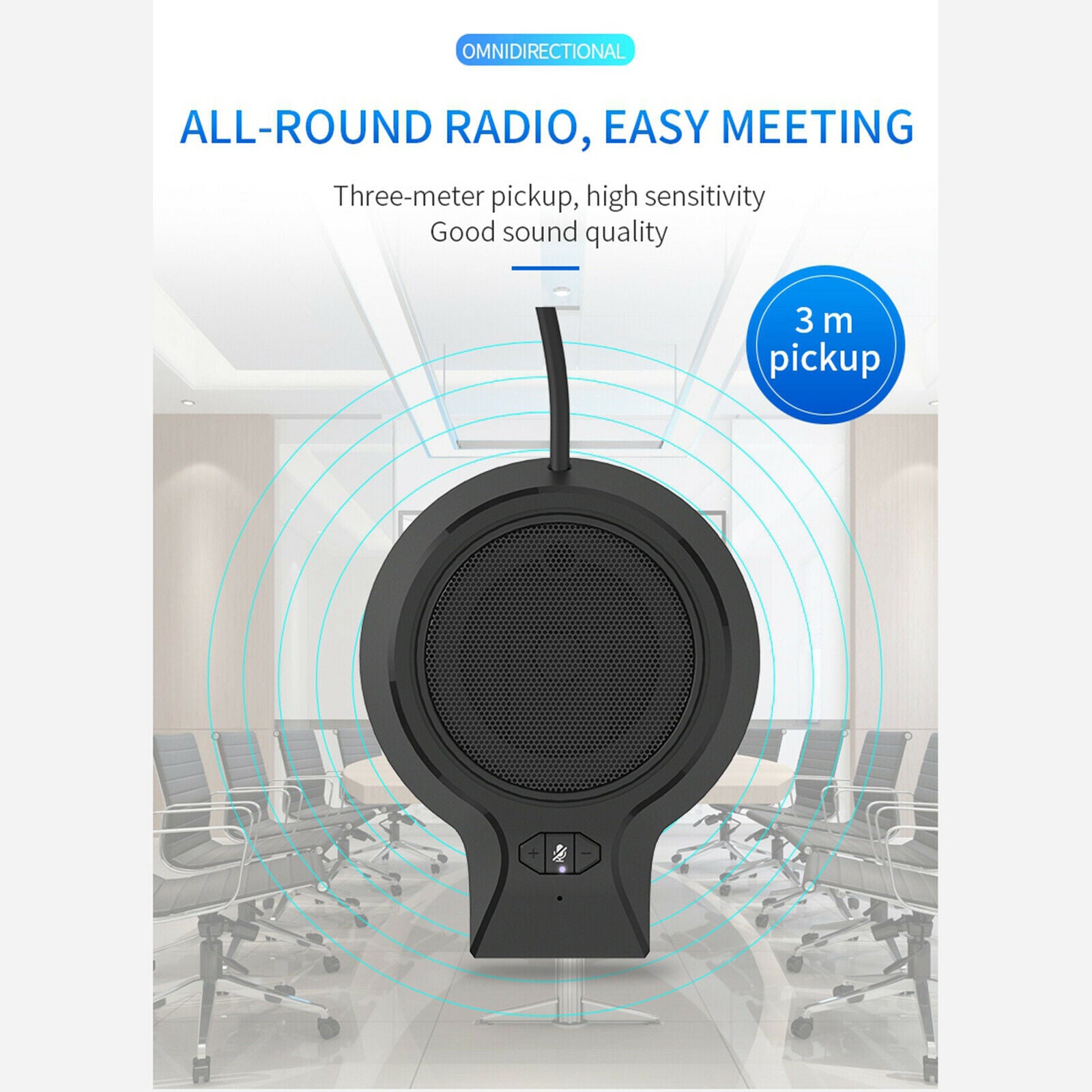 Black USB Conference Computer PC Microphone Mic   Video Meeting