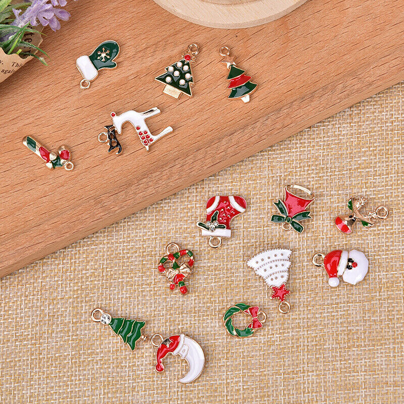 30Pcs/Set Mixed Christmas Style Enamel Charms Pendant DIY JewelryFindingCra C TL