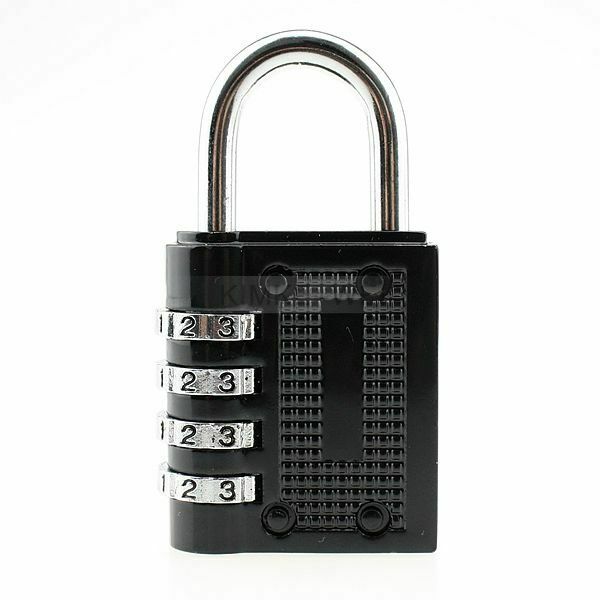 4 Dial Combination Padlock Locker Door Toolbox Luggage Suitcase Lock Black New