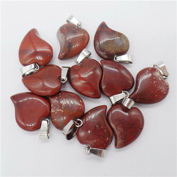 15Pcs 19x17x6mm Natural Rainbow Jasper Heart Pendant Bead Jewelry Making HH9559