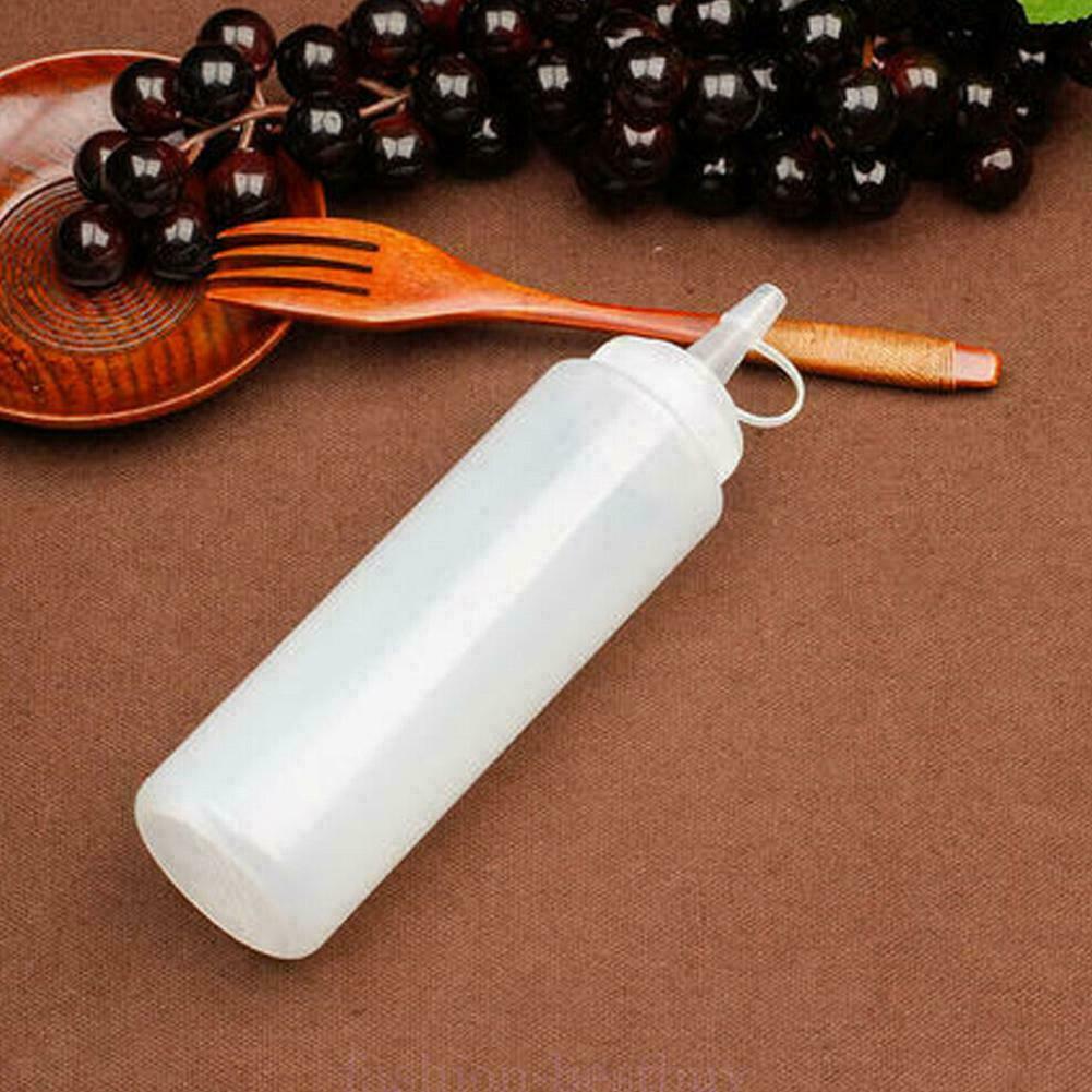 240ml Clear Plastic Squeeze Bottle - Condiment Dispenser Mustard Ketchup new