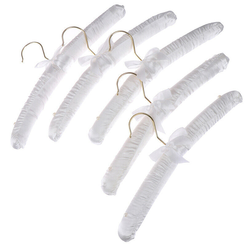 5x Clothes Hangers Satin Padded Luxury Soft Coat Hanger:0Z9D FT