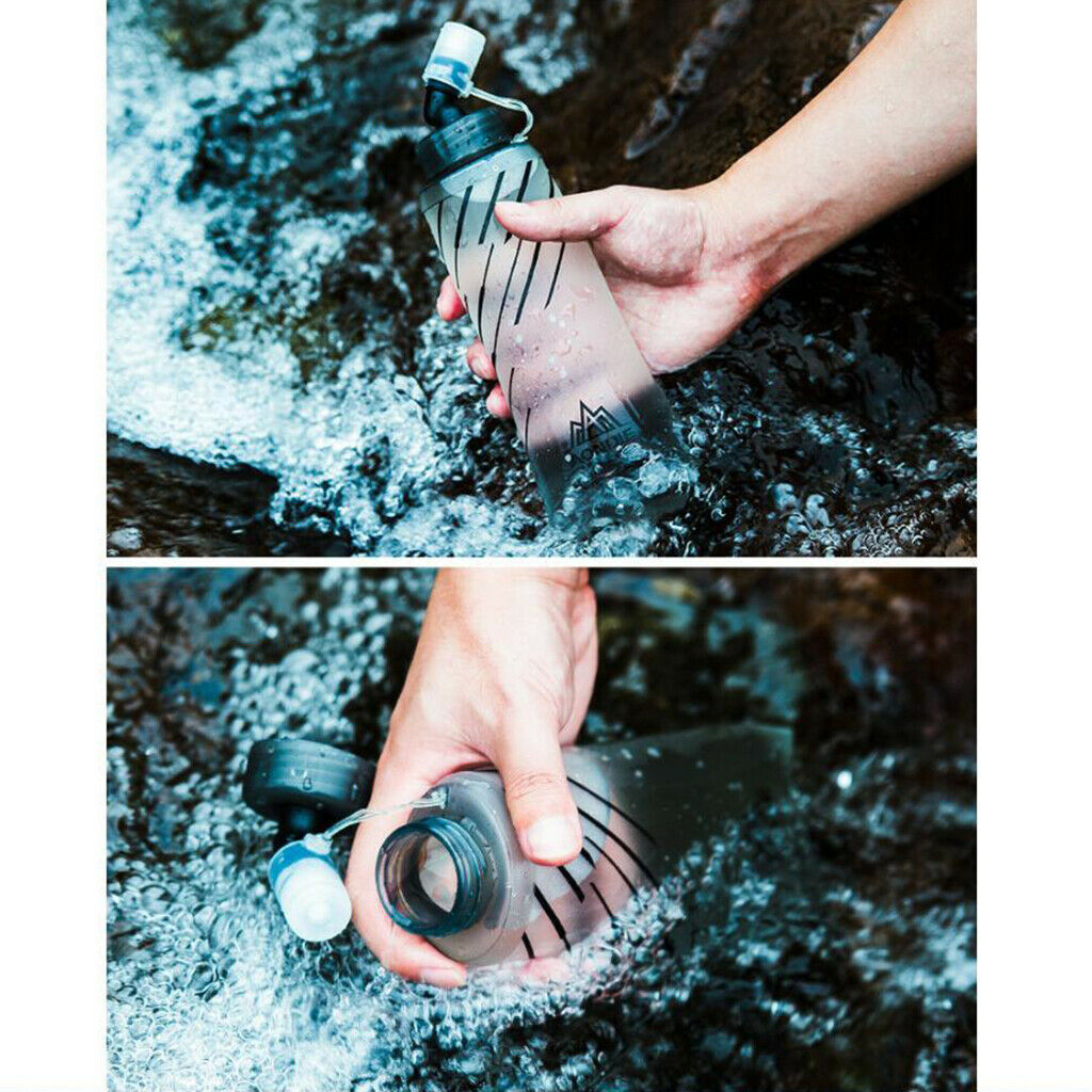 2Pcs TPU Soft Flask Running Collapsible Water Drinking Bottles for Hiking 500ML