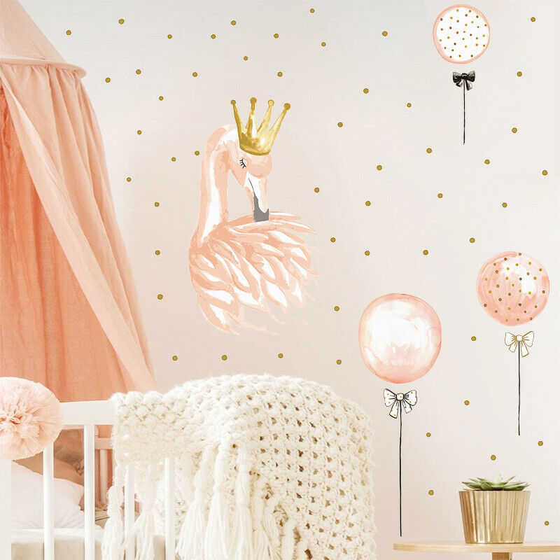 Beautiful Swan Wall Stickers For Kids Girl Home Decor Bedroom Background .l8