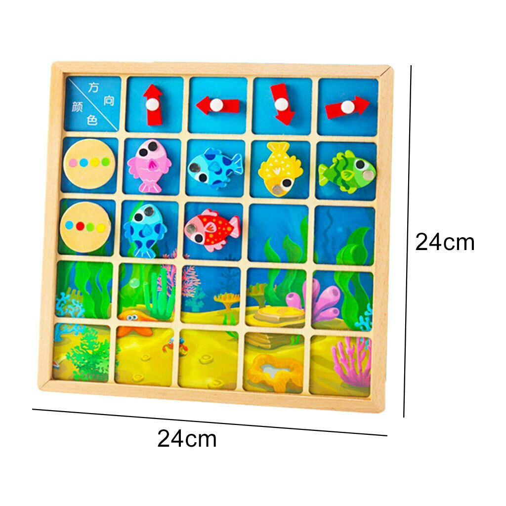 Wooden Puzzle Sensory Board Direction Cognitive Arrow Fishing Enlightenment