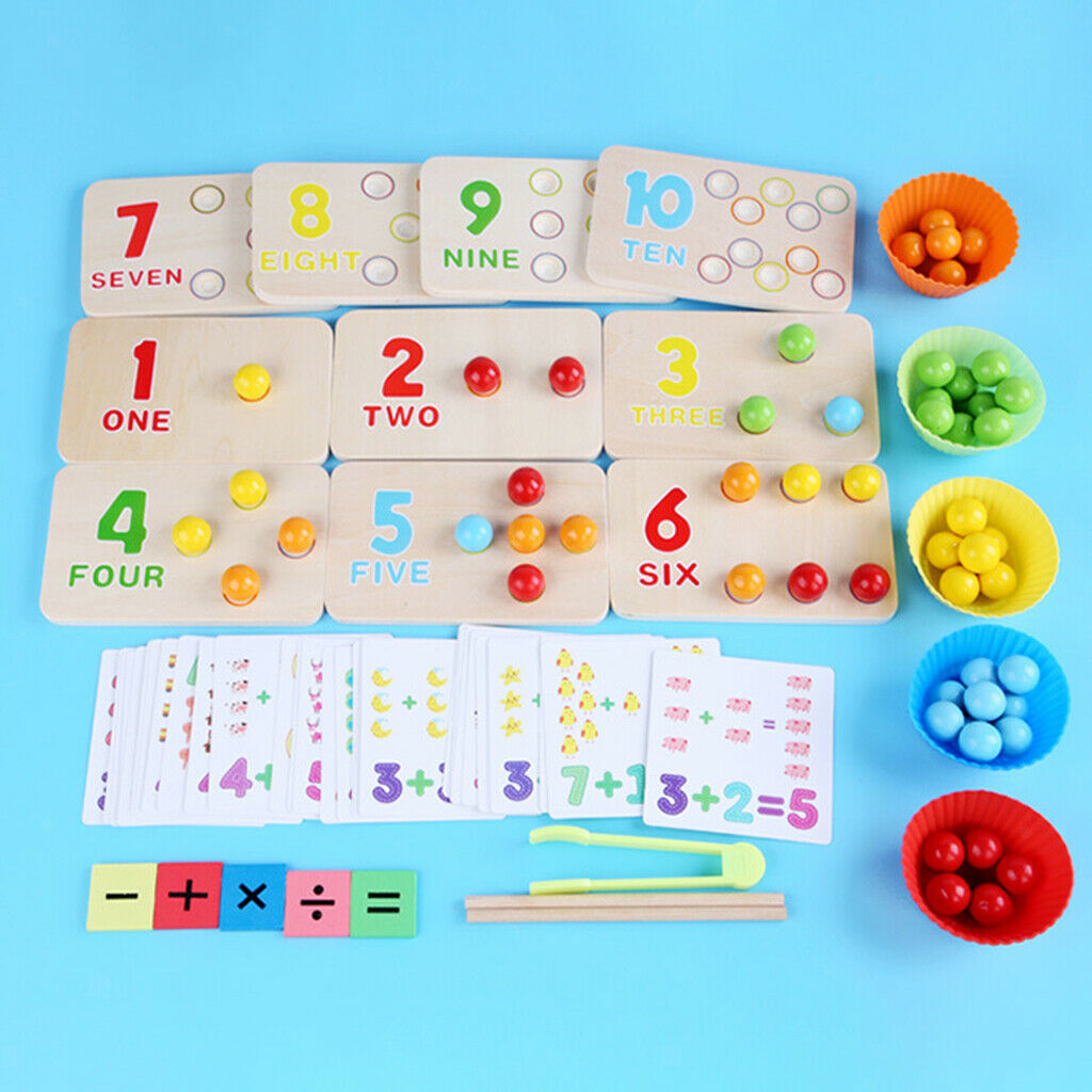 Montessori Wooden Clips Beads Board Game Class Math Games Early Education