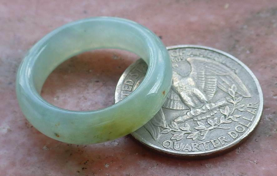 Certified yellow% natural A jade jade round ring US 7-8.5
