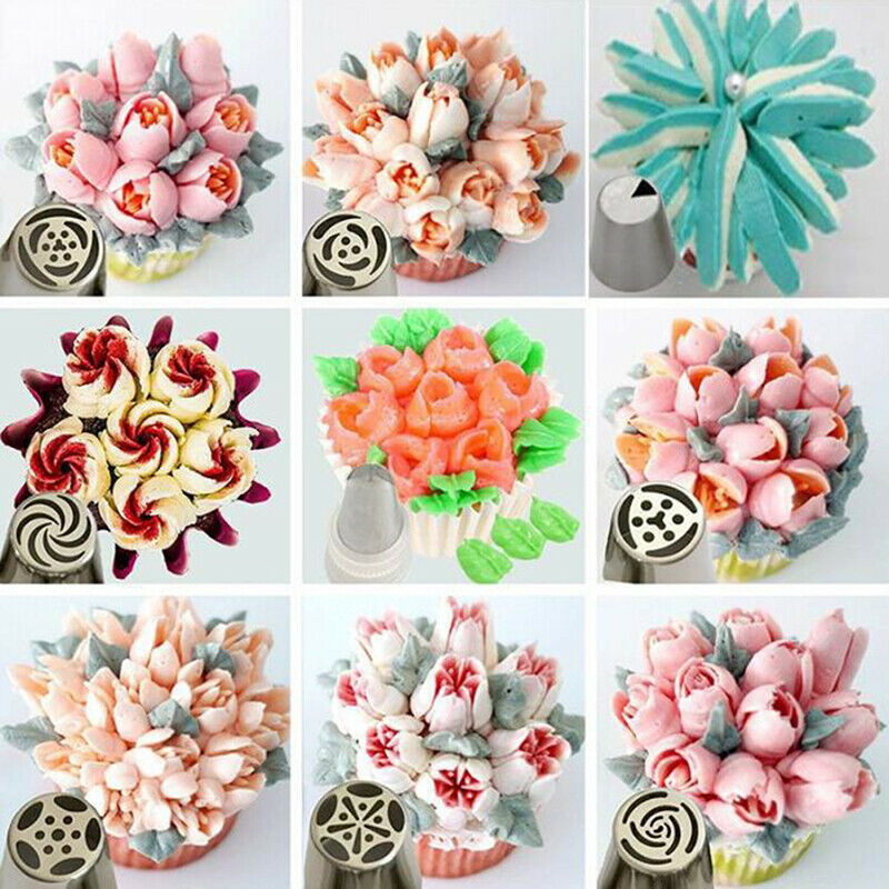 27 Pcs Set Russian Tulip Icing Piping Nozzles Leaf Pastry Cake Decorating To Fx