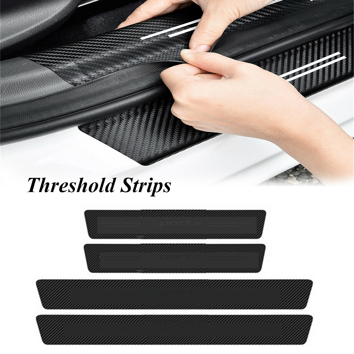 4x Scratch Resistant Carbon Fiber Car Door Scuff Sill Cover Panel Step Protector