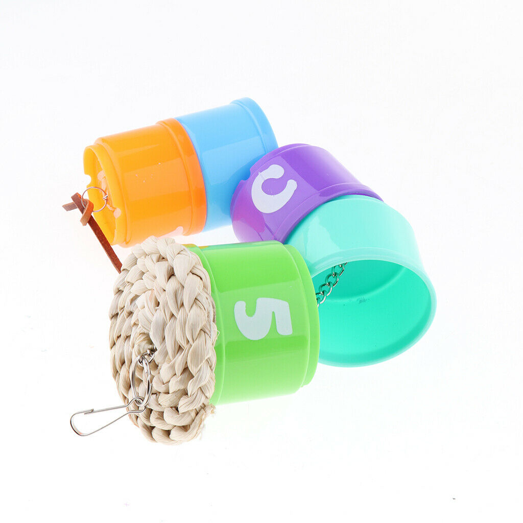 Plastic Bird Parrot Stainless Steel Feeding Drinking Hanging Cup Food Bowl Food