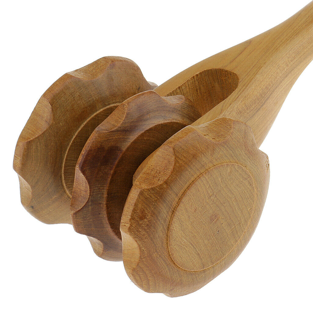 Handmade Wooden Massager With Easy Grip Handle, Acupressure Massager Roller,
