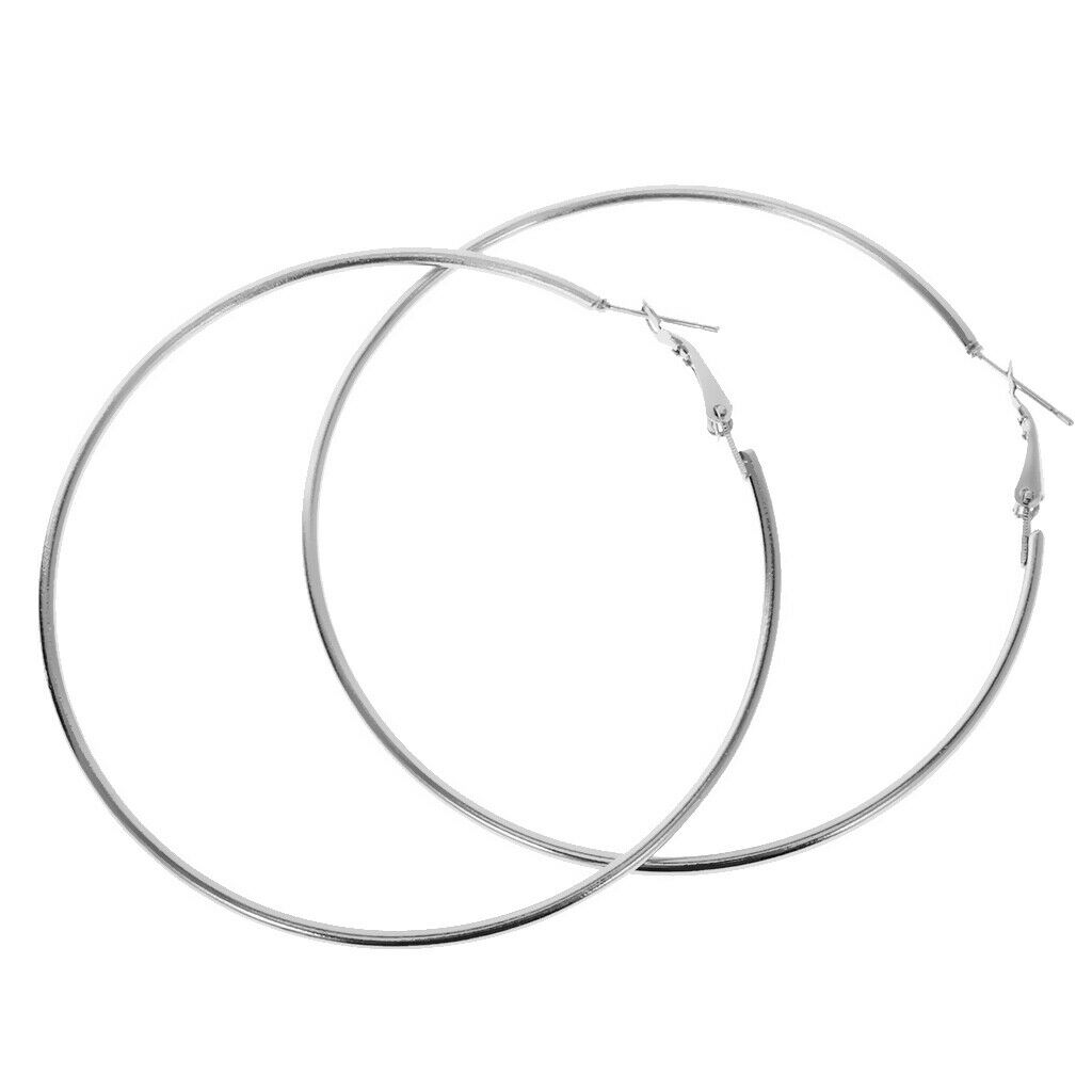6 Pairs Fashion Women Girls Punk Alloy Smooth Big Large Round Hoop Earrings