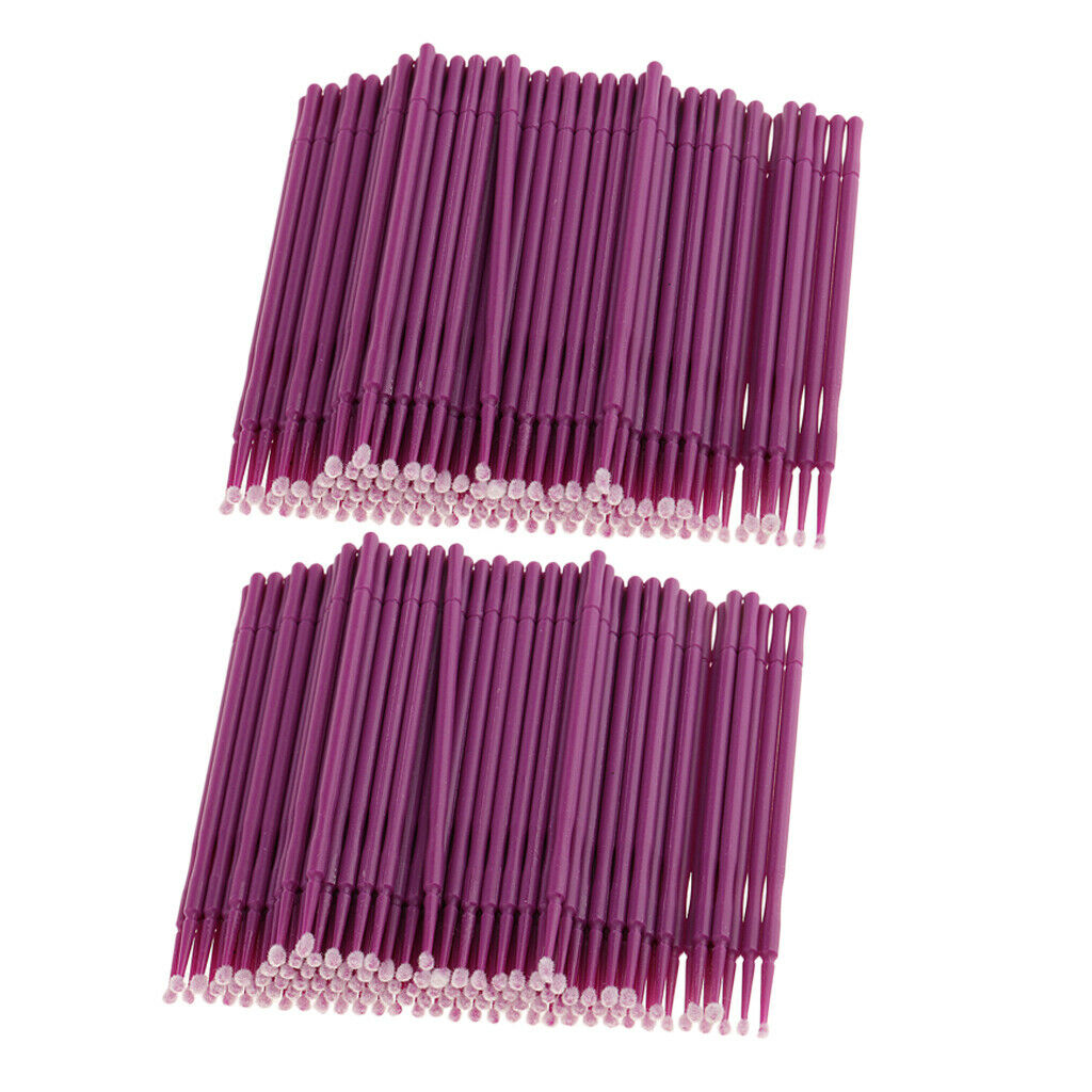 200Pcs Disposable Eyelash Extension Micro Brushes Applicators Mascara Purple