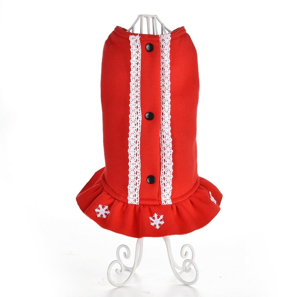 Snow Flake Pattern Puppy Warm Jacket Dogs Costume Teddy Dress Clothing Red S
